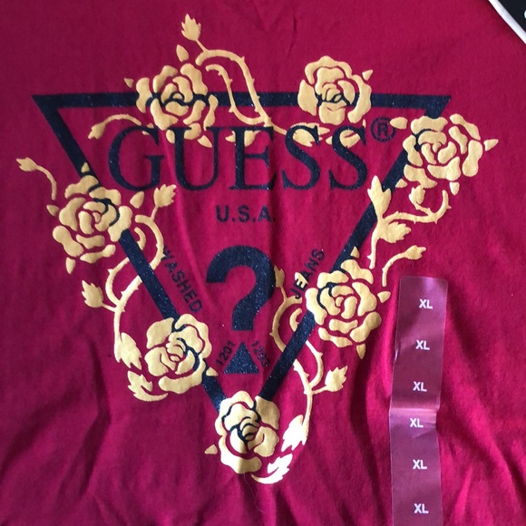 NWT GUESS Flower Stencil Tee Sz XL - Picture 2 of 6